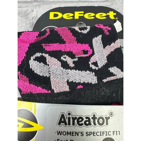 DeFeet Aireator Cycling Running Performance Socks Breast Cancer Black Pink New - Picture 2 of 4
